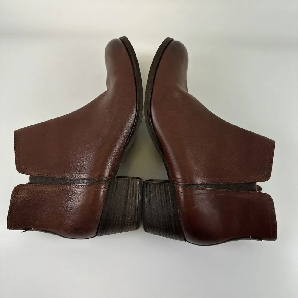 Clarks Artisan Maypearl Ramie Ankle Boot Brown Leather Zip Block Heel‎ Womens 10